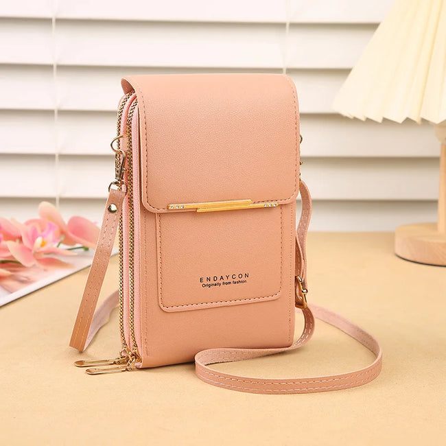 Crazy Bag Fashion Touch Screen Lock Cell Phone Bag Women'S Mobile Phone Card Holder Crossbody Shoulder Bag Hover Image