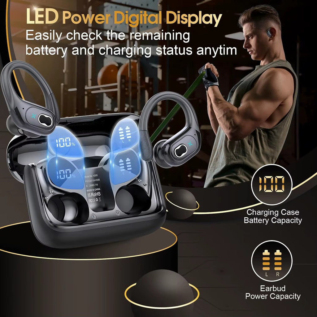 Original  HD65 TWS Bluetooth V5.4 Headphones Wireless LED Digital Display Earphones Noise Reduction Waterproof Headset New