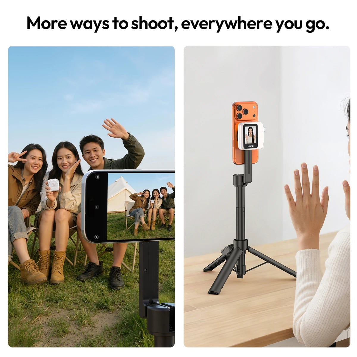 VM02 Selfie Monitor Screen Magnetic Mirroring for Iphone 17 16 PRO Smartphone Android Vlog with Remote Control Wireless