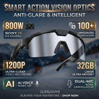 2026New AI Smart Glasses 1200P Camera 4K Anti-Shake Cycling Windproof Goggles AI Voice Translator Call Open Ear Audio Sunglasses