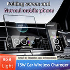 15W Universal Car Phone Wireless Charger Holder 360° Rotation Mount for Samsung Galaxy Fold 6 5 4 3 Z Flip S25 S24 Iphone 16 15