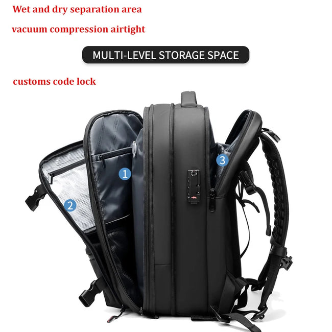 Men Travel Backpack Vacuum Compression 17 Inch Laptop Backpack Business Large Capacity School Backpack Expanded Hiking Backpack Main Image