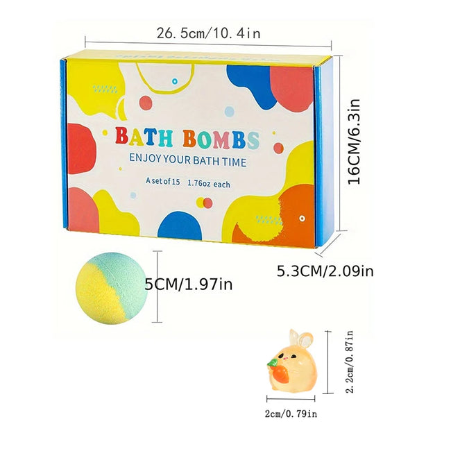 Bath Bombs for Kids with Surprise Inside, 15 Pack Kids Bath Bombs Gift Set, Natural Organic Kids Bubble Bath Fizzy with Bath Toy Main Image