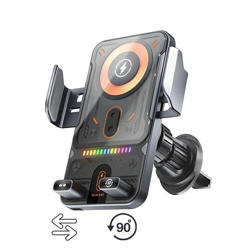 15W Universal Car Phone Wireless Charger Holder 360° Rotation Mount for Samsung Galaxy Fold 6 5 4 3 Z Flip S25 S24 Iphone 16 15