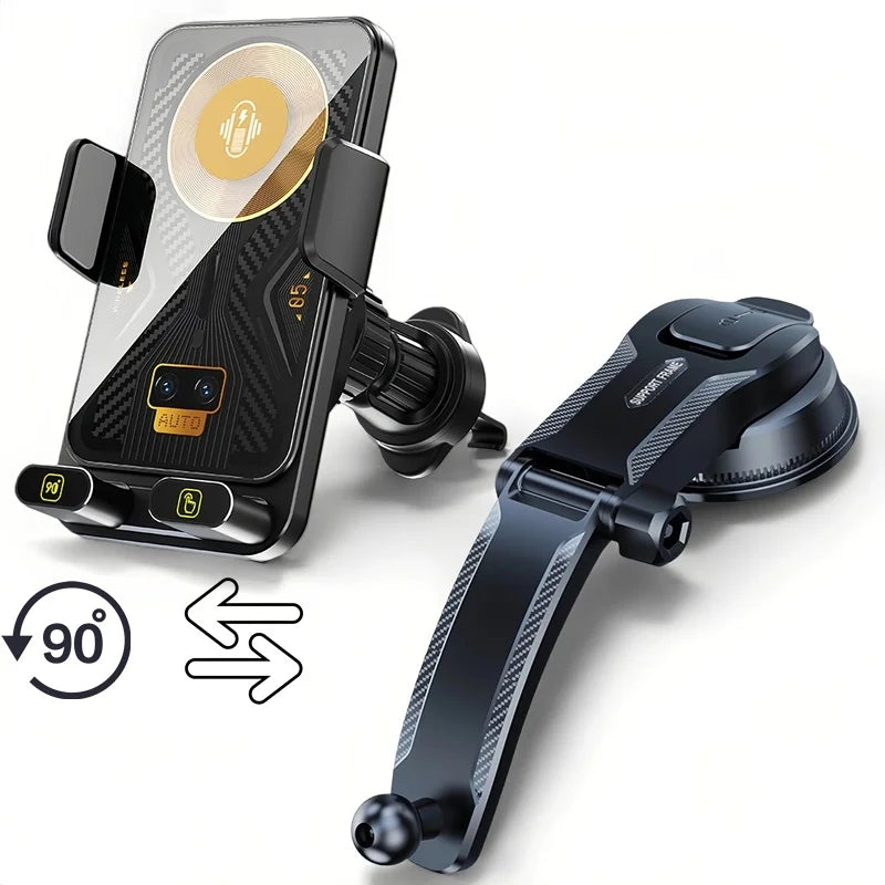 15W Universal Car Phone Wireless Charger Holder 360° Rotation Mount for Samsung Galaxy Fold 6 5 4 3 Z Flip S25 S24 Iphone 16 15