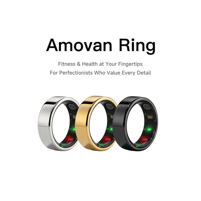 Amovan Nova Smart Ring Premium Quality GPS Sports Heart Rate Blood Oxygen Stress Sleep Temperature Monitor Meditation Ring Hover Image