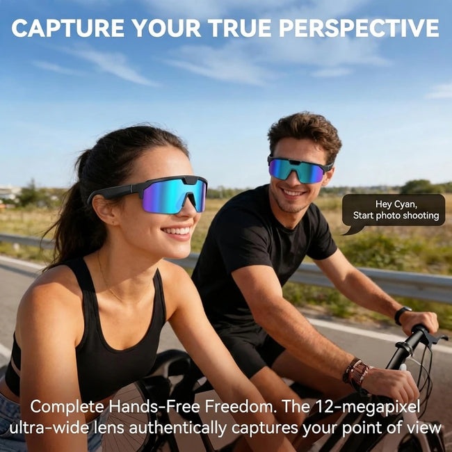 2026Nouvelles lunettes intelligentes IA Caméra 1200P 4K Anti-tremblement Lunettes cyclisme coupe-vent Traducteur vocal IA Appel Audio à oreille ouverte Lunettes de soleil Main Image