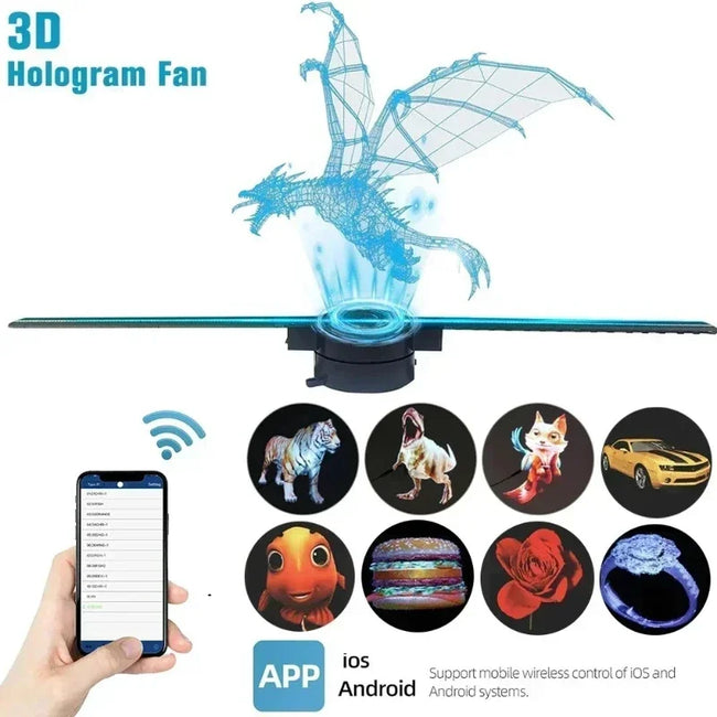 3D Hologram Fan 42CM 3D Holographic Projector Advertising Display Light HD Holographic Projector for Stores Bars Party Xmas Hover Image