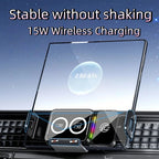 15W Universal Car Phone Wireless Charger Holder 360° Rotation Mount for Samsung Galaxy Fold 6 5 4 3 Z Flip S25 S24 Iphone 16 15