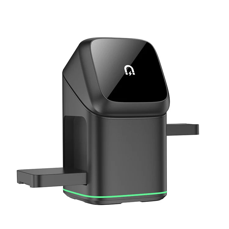2025 Newest Universal Magnetic Charging Stand 30W Cube Rotational 3 in 1 Touch Auto Rotation Wireless Charger with Light