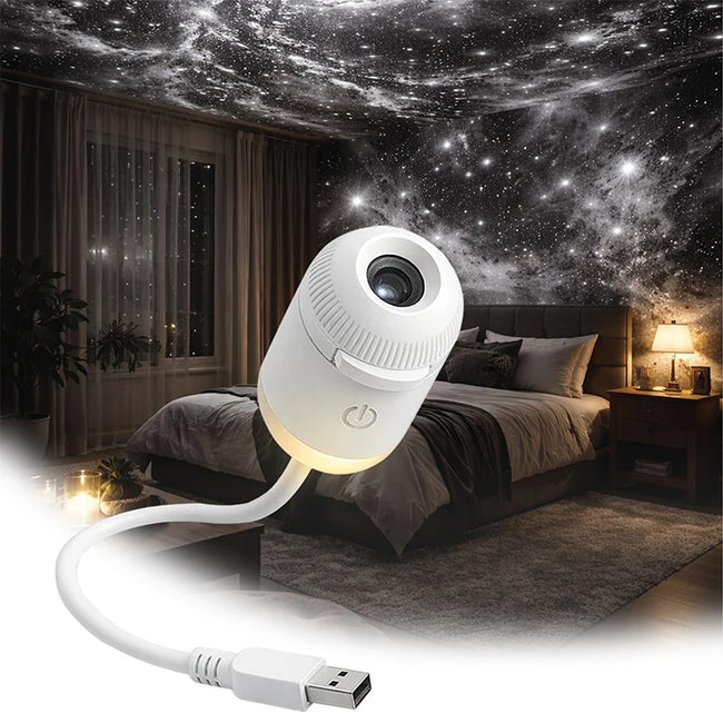 Mini Galaxy Star Projector Two in One Night Light Home Background Atmosphere Light Bedroom Car Decoration Children'S Gift Hover Image
