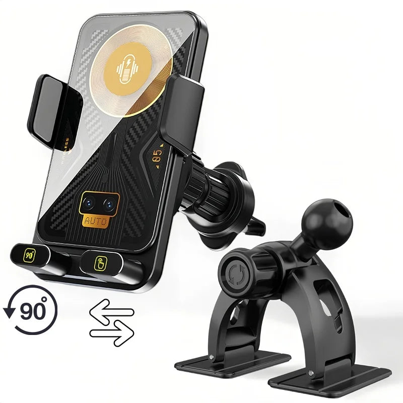 15W Universal Car Phone Wireless Charger Holder 360° Rotation Mount for Samsung Galaxy Fold 6 5 4 3 Z Flip S25 S24 Iphone 16 15