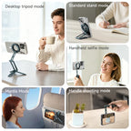 XILETU Magsafe Magnetic Cell Phone Tripod Stand with Hook Foldable Desktop Holder for iPhone Desktop Selfie Video Mobile Tripods