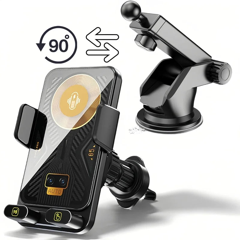 15W Universal Car Phone Wireless Charger Holder 360° Rotation Mount for Samsung Galaxy Fold 6 5 4 3 Z Flip S25 S24 Iphone 16 15