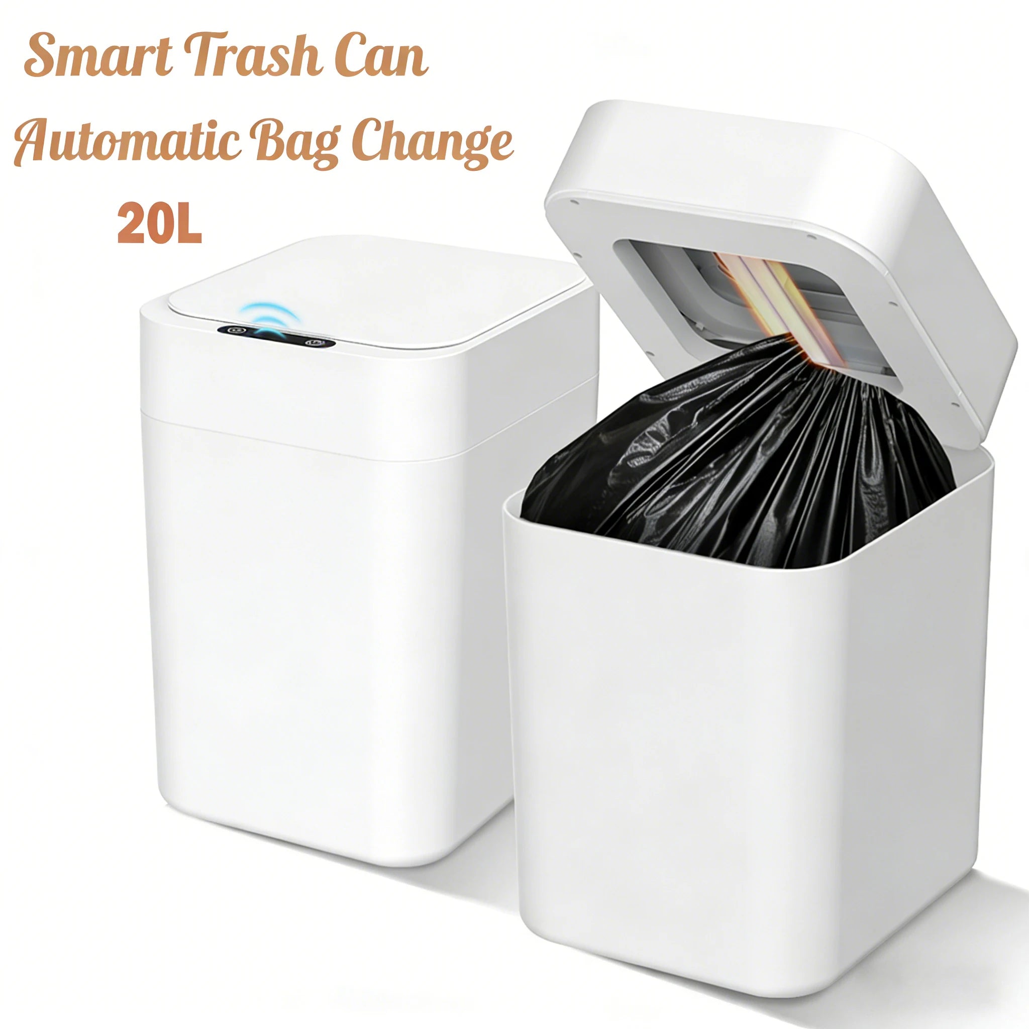 20L Automatic Self Changing Trash Can Self Sealing Self Bagging Motion Sensor Touchless Garbage Can for Kitchen Bathroom Office