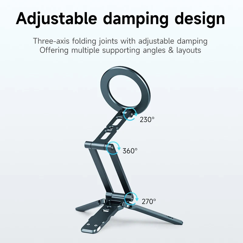 XILETU Magsafe Magnetic Cell Phone Tripod Stand with Hook Foldable Desktop Holder for iPhone Desktop Selfie Video Mobile Tripods