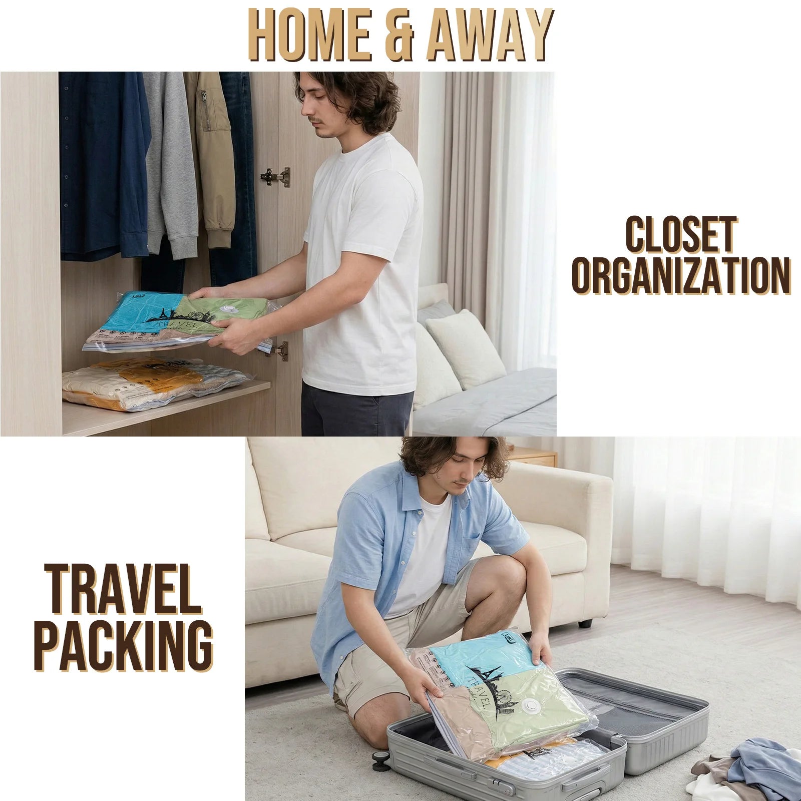 8 Pack Travel Vacuum Storage Bags with Electric Pump, Space-Saving Compression Bag for Clothes, Luggage, Cruise & Home Use