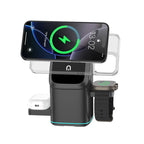 2025 Newest Universal Magnetic Charging Stand 30W Cube Rotational 3 in 1 Touch Auto Rotation Wireless Charger with Light