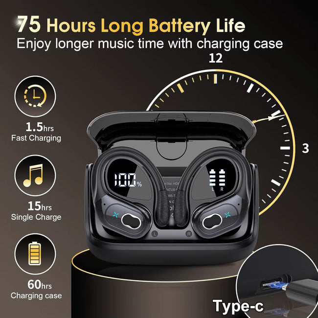 Original  HD65 TWS Bluetooth V5.4 Headphones Wireless LED Digital Display Earphones Noise Reduction Waterproof Headset New Hover Image