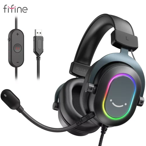 Dynamic RGB Gaming Headset with Mic Over Ear Headphones