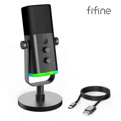 FIFINE USB XLR Dynamic Microphone with RGB Control
