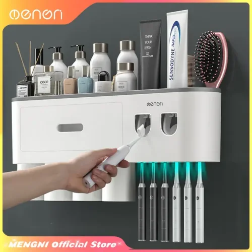 MENGNI Magnetic Adsorption Inverted Toothbrush Holder Wall