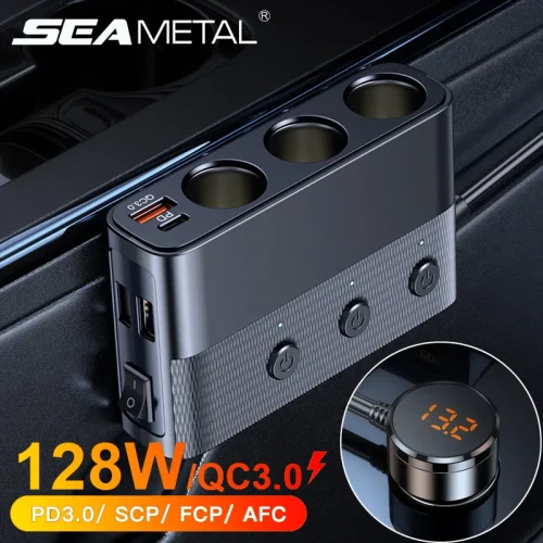 SAEMETAL 128W Car Phone Charger Cigarette Lighter Adapter
