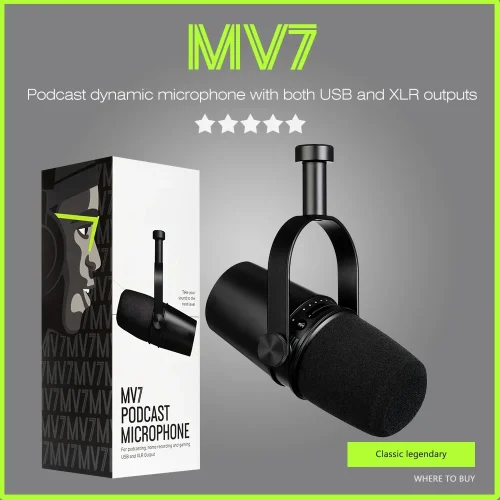 USB Podcast All Metal USB XLR Dynamic Microphone MIC  MV7