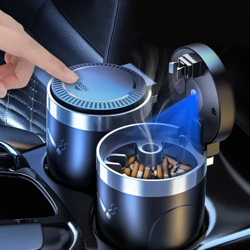 Car Cigarette Ashtray Cup With Lid With LED Light Portable