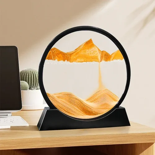3D Moving Sand Art Picture Quicksand Craft Round Glass