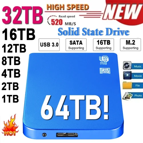 High Speed External Hard Drive 2TB Original SSD 1TB Portable