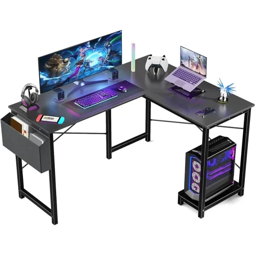 Bureau Gaming Pc L Shaped Computer Desk Wood Corner