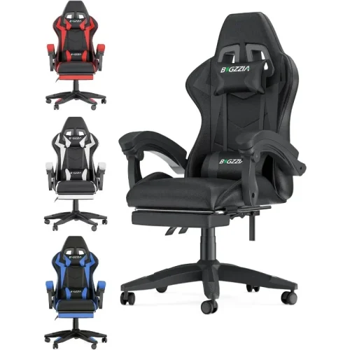 Bigzzia Gaming Chair with Footrest Office Desk Chair Gaming