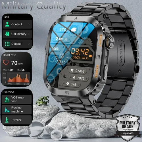 2023 New Outdoor Military Smart Watch Men Bluetooth Call GPS