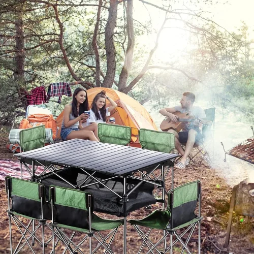 Folding Camping Table with 6 Chairs Portable Lightweight Picnic