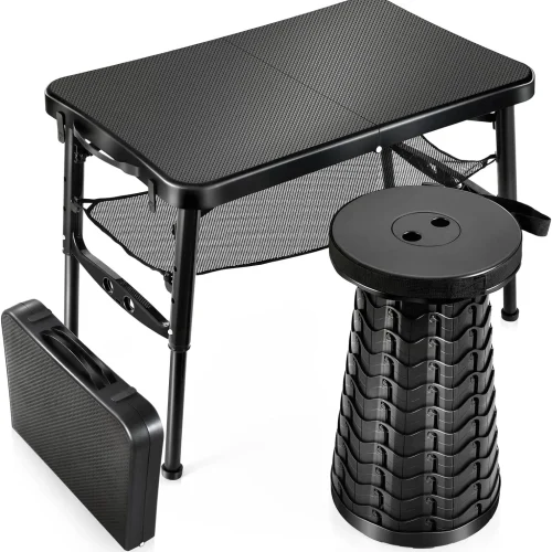 Folding Table and Stool Set Portable Camping Foldable Table