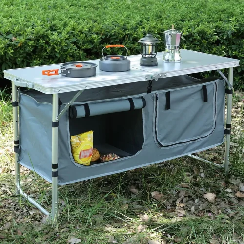 Outdoor Folding Table Camping Table with Storage Organizer