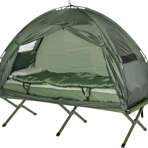 Folding Camping Cots for Adults Elevated Tent with Sleeping Bag